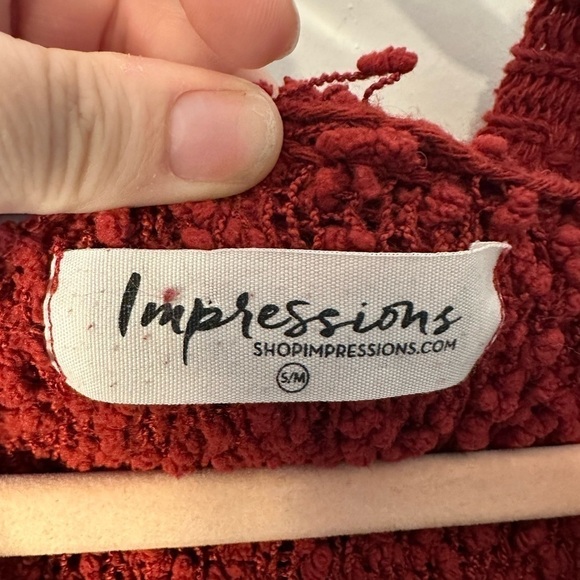 Impressions Burgundy Hooded Popcorn Knit Tunic, Women’s Size S/M - Picture 11 of 11